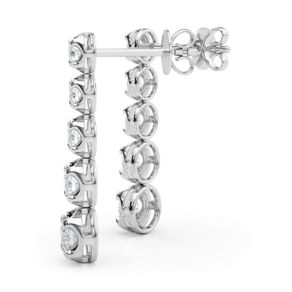 0.75-1.5ct Linear Cluster Diamond Drop Earrings in Gold & Platinum