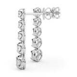 0.75-1.5ct Linear Cluster Diamond Drop Earrings in Gold & Platinum