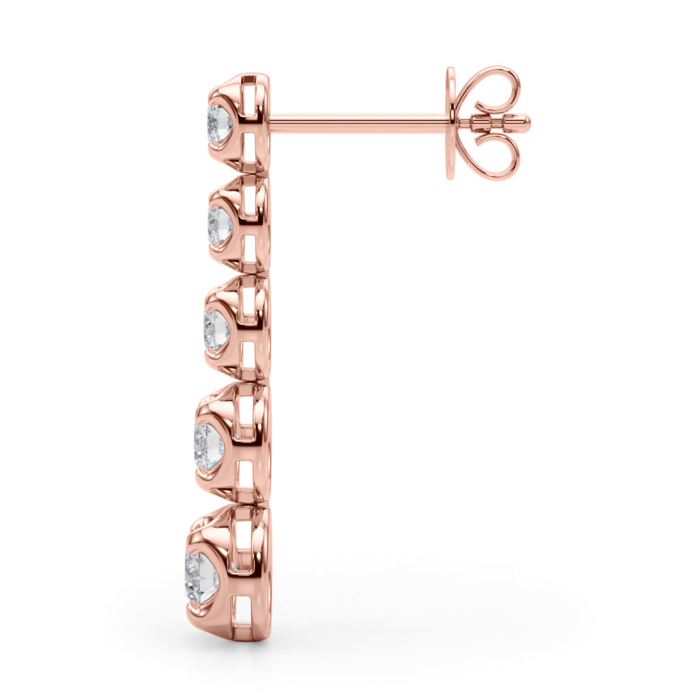 0.75-1.5ct Linear Cluster Diamond Drop Earrings in Gold & Platinum