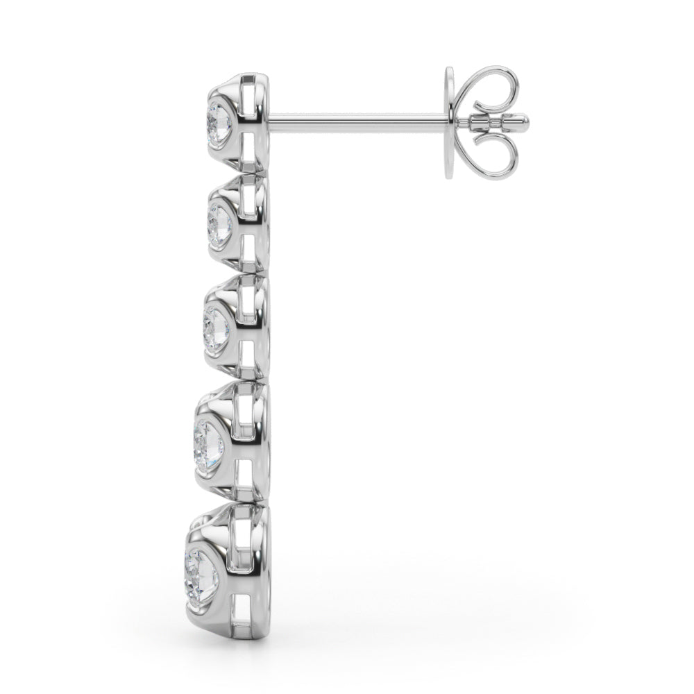 0.75-1.5ct Linear Cluster Diamond Drop Earrings in Gold & Platinum