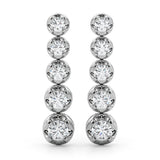 0.75-1.5ct Linear Cluster Diamond Drop Earrings in Gold & Platinum