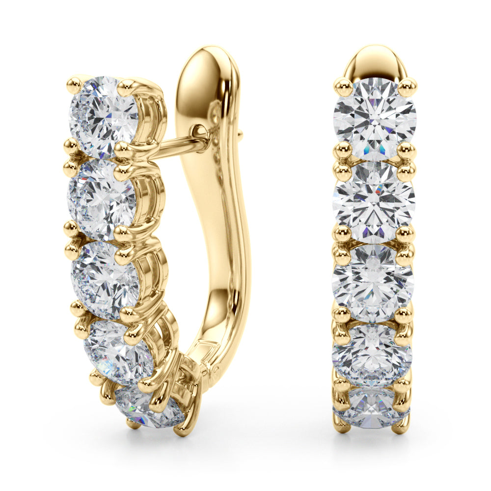 0.75ct  Huggie Diamond Hoop Earrings in Gold & Platinum