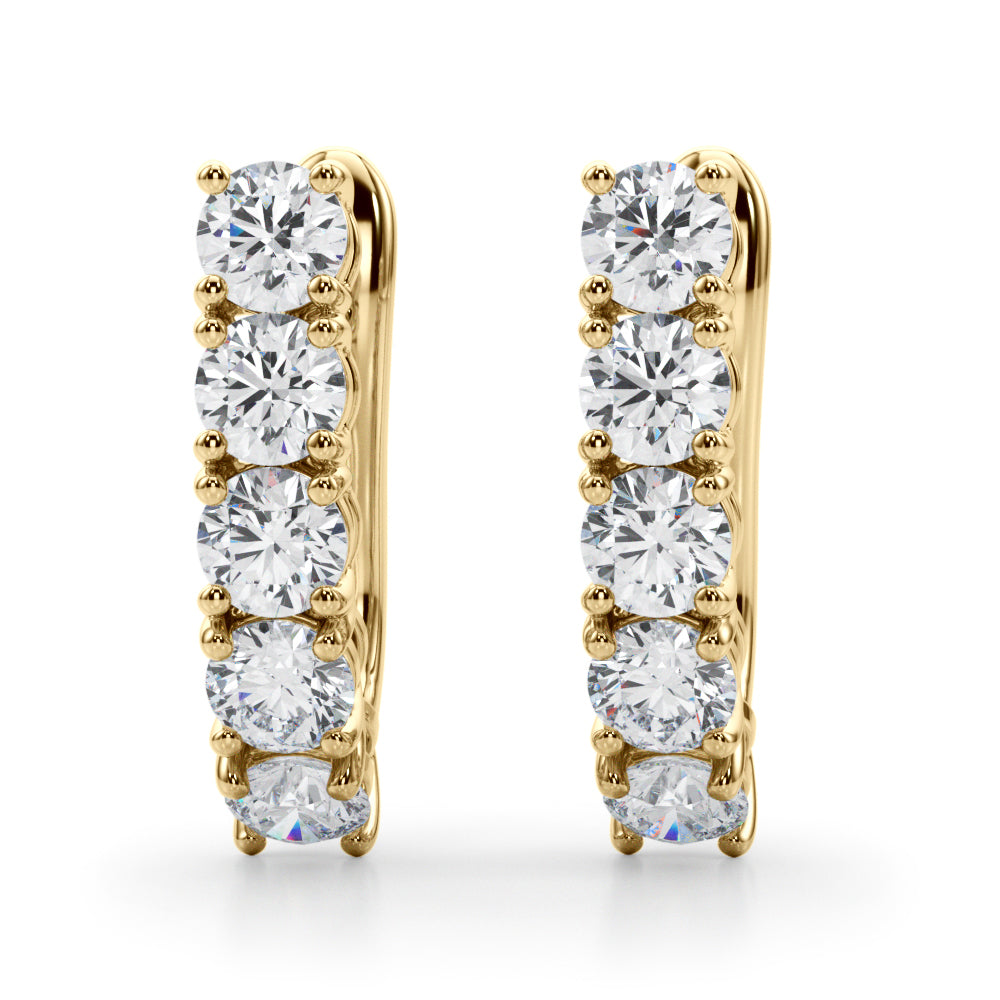 0.75ct  Huggie Diamond Hoop Earrings in Gold & Platinum
