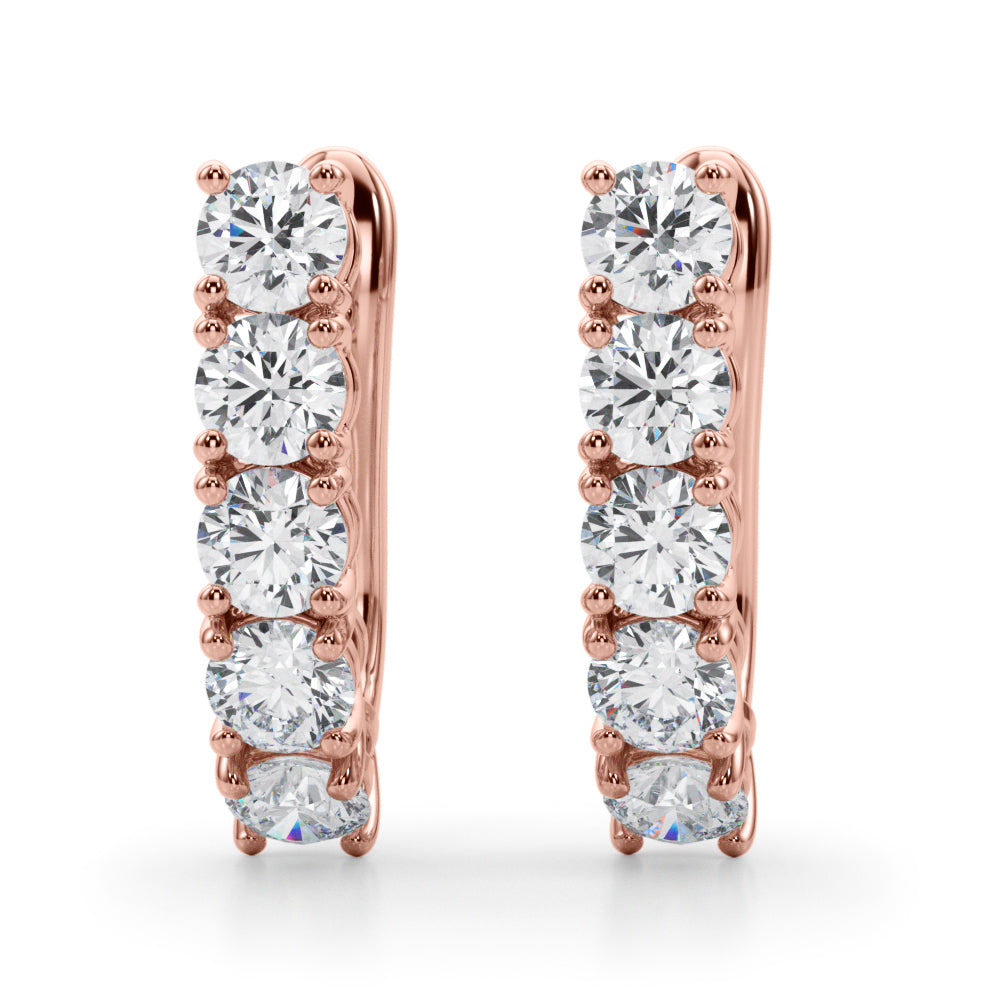 0.75ct  Huggie Diamond Hoop Earrings in Gold & Platinum