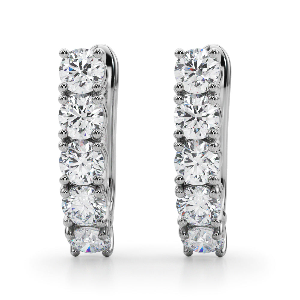 0.75ct  Huggie Diamond Hoop Earrings in Gold & Platinum