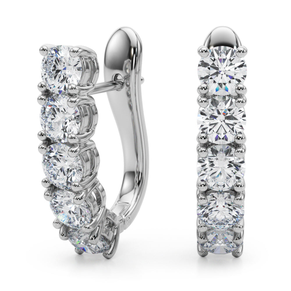 0.75ct  Huggie Diamond Hoop Earrings in Gold & Platinum