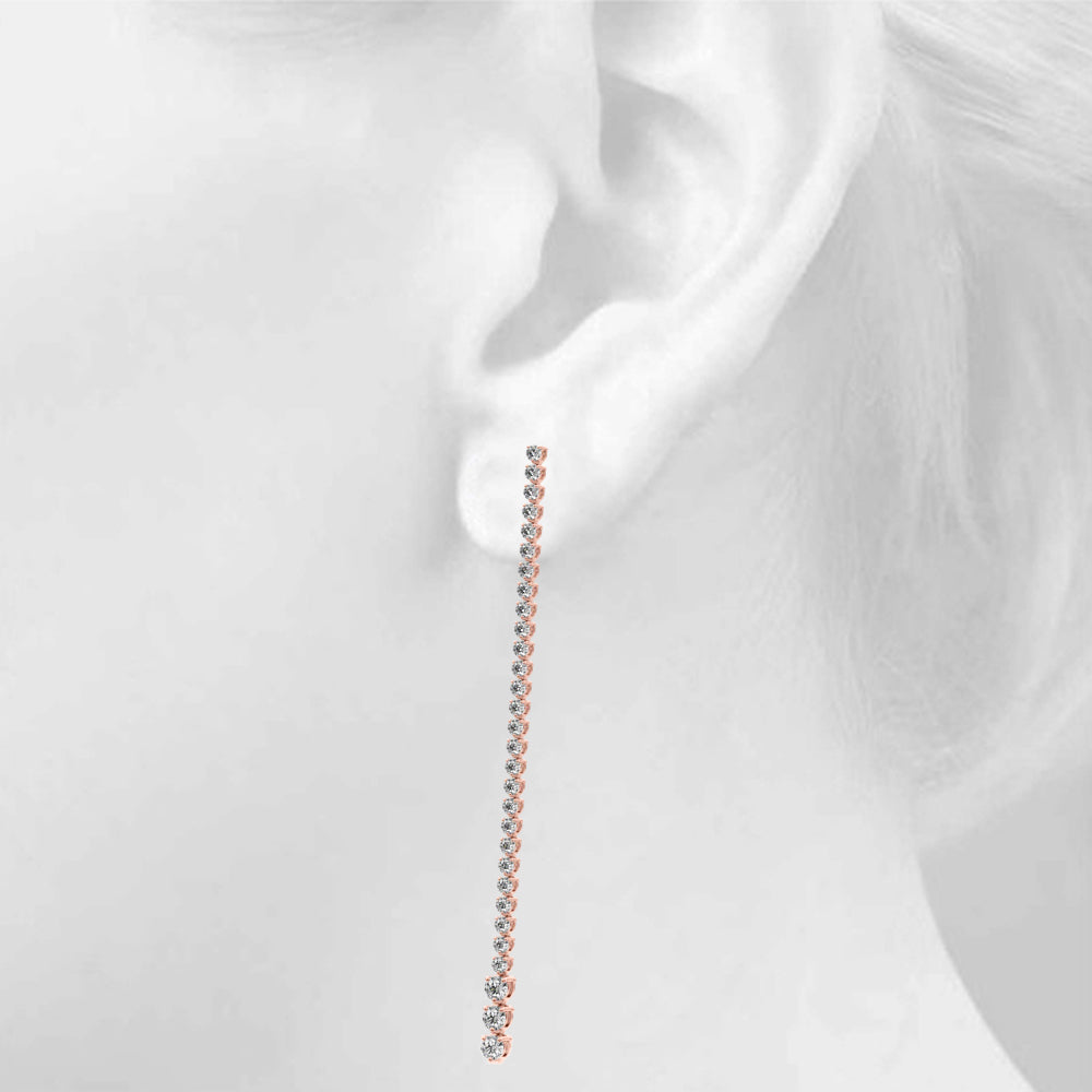 2.0ct Bar Diamond Drop Earrings in Gold & Platinum