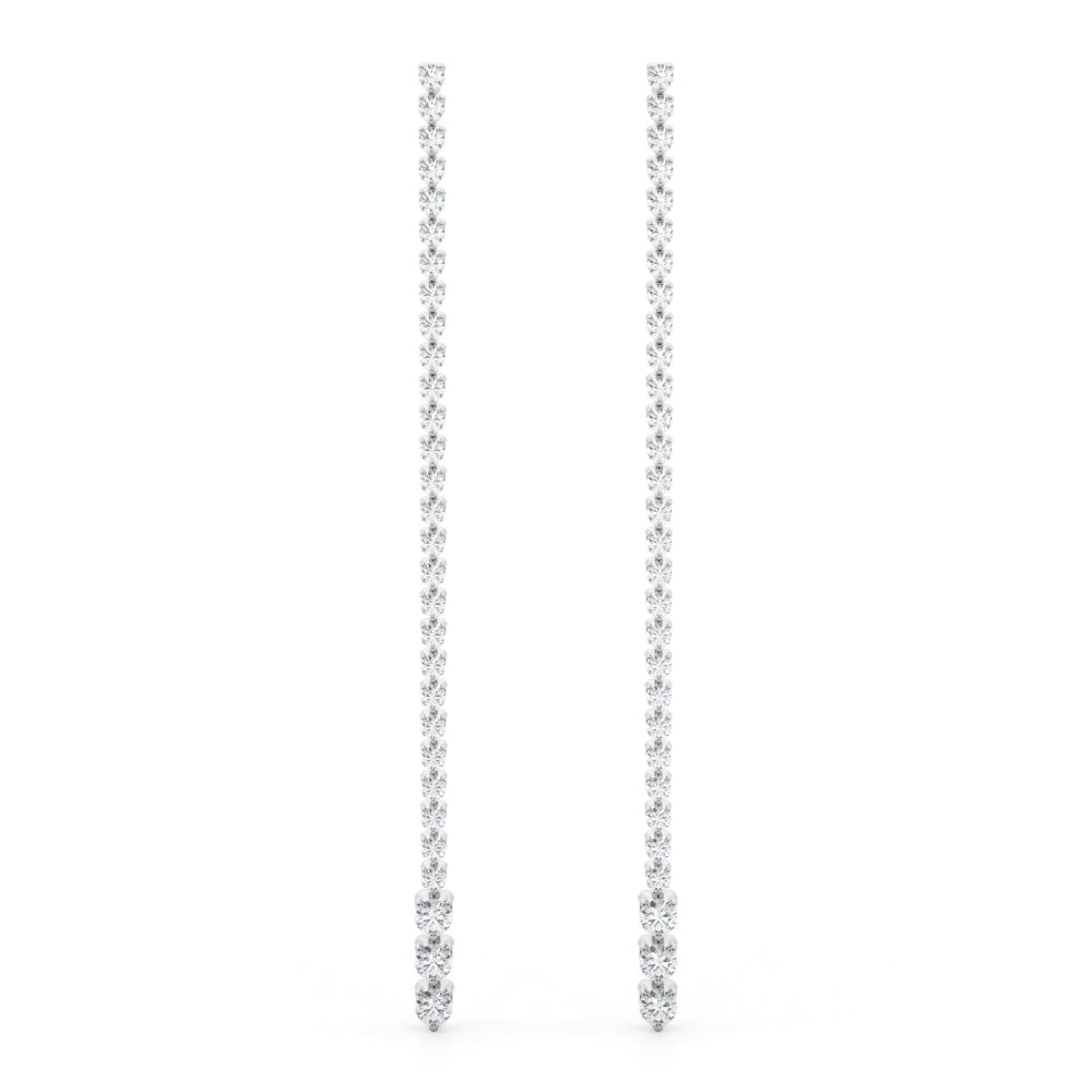 2.00ct Bar Diamond Drop Earrings in Gold & Platinum