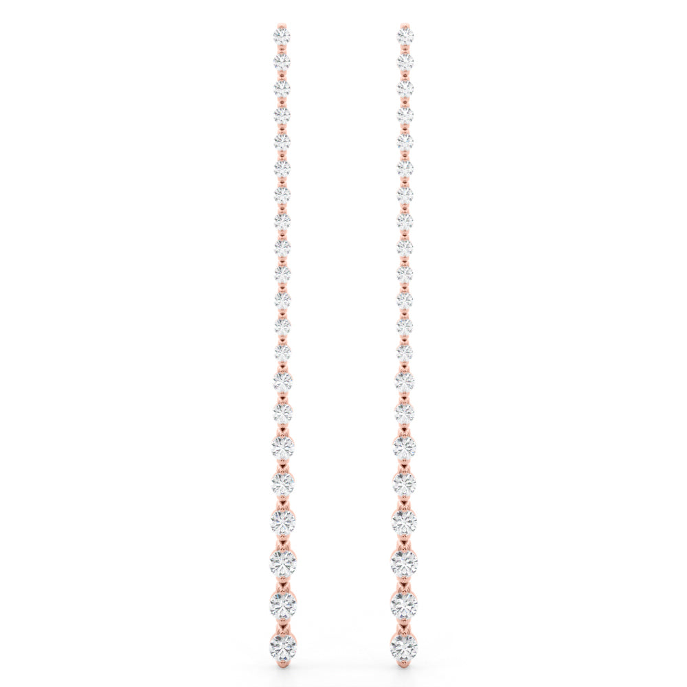 4.5ct Bar Diamond Drop Earrings in Gold & Platinum