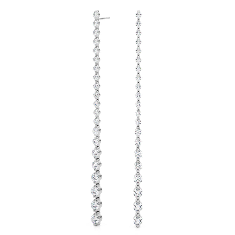 4.5ct Bar Diamond Drop Earrings in Gold & Platinum