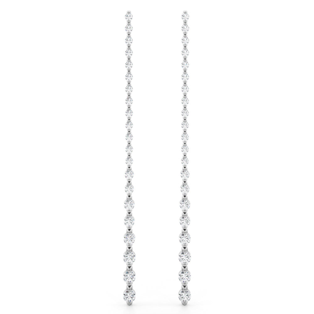 4.5ct Bar Diamond Drop Earrings in Gold & Platinum