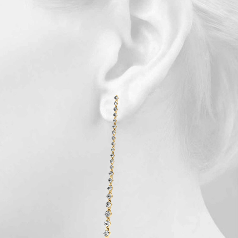 4.5ct Bar Diamond Drop Earrings in Gold & Platinum
