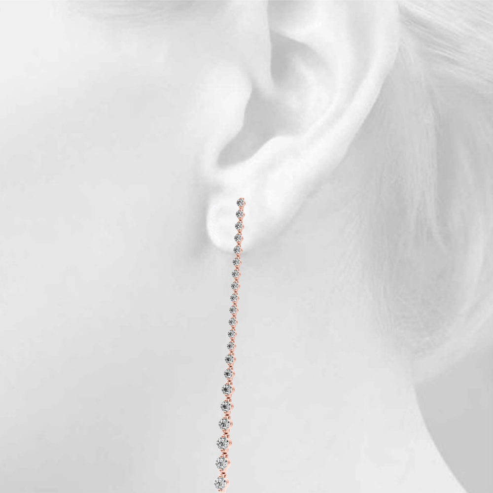 4.5ct Bar Diamond Drop Earrings in Gold & Platinum