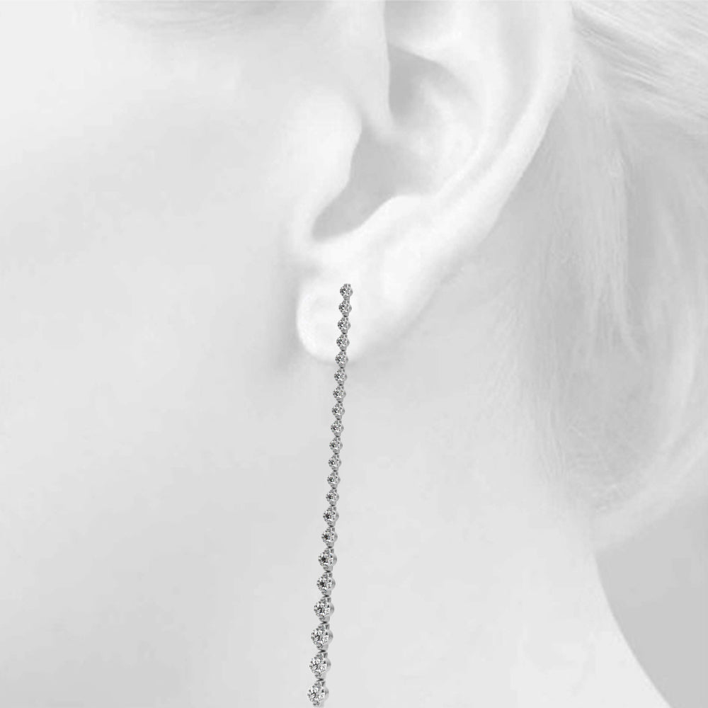 4.5ct Bar Diamond Drop Earrings in Gold & Platinum