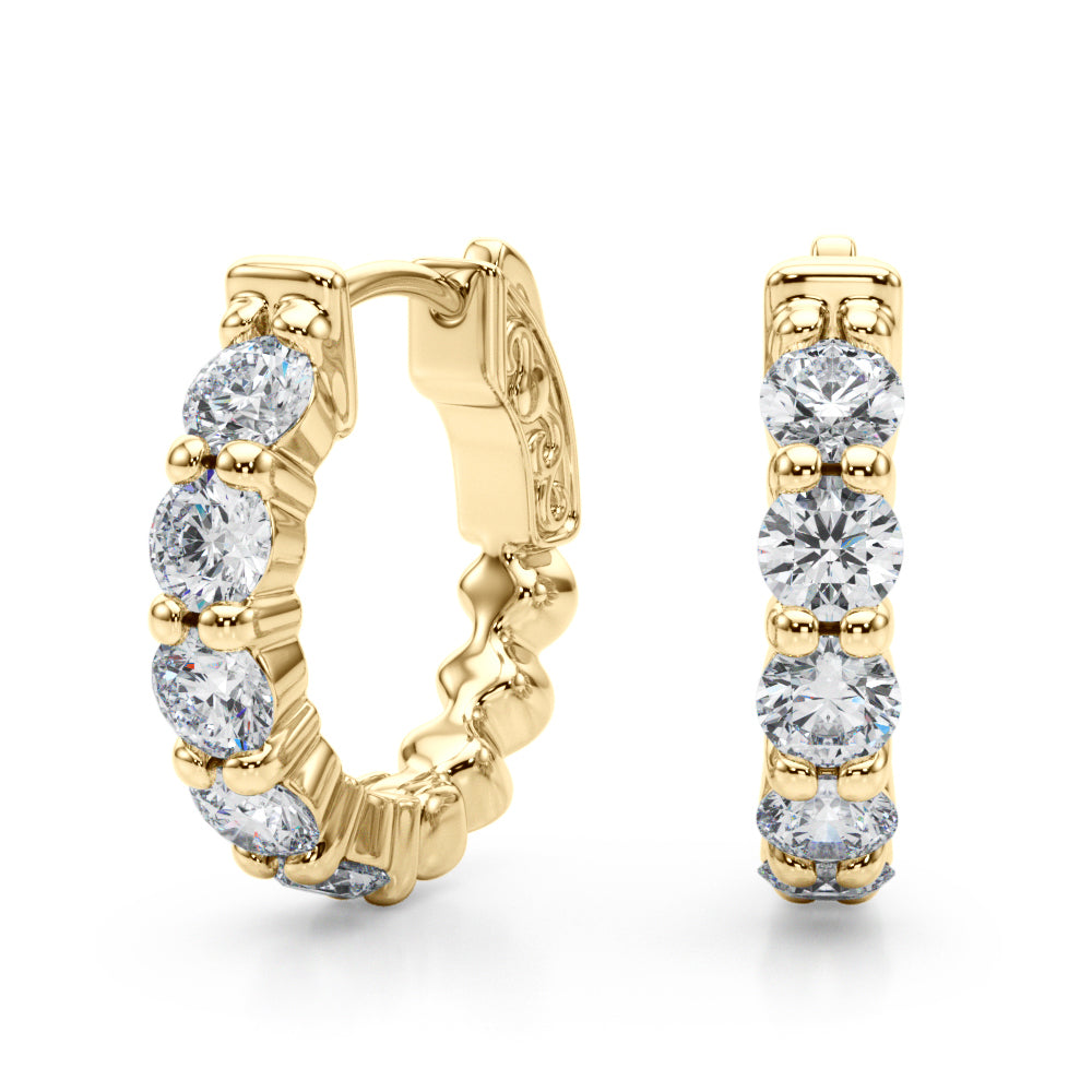 1.5ct  Huggie Diamond Hoop Earrings in Gold & Platinum
