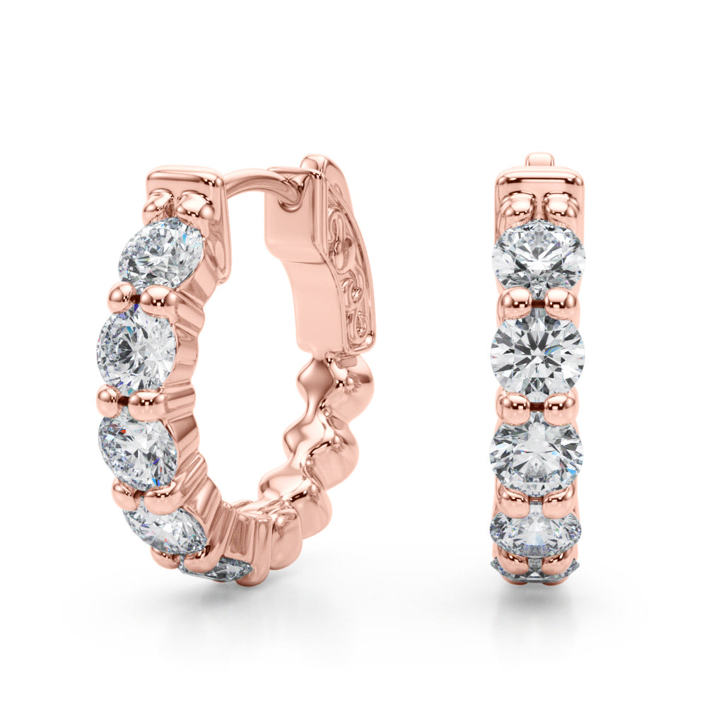 1.5ct  Huggie Diamond Hoop Earrings in Gold & Platinum