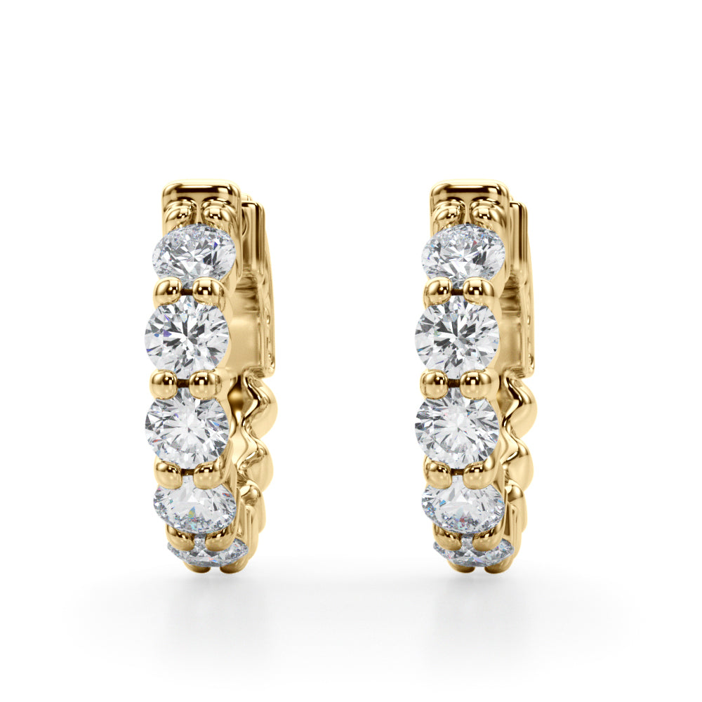 1.5ct  Huggie Diamond Hoop Earrings in Gold & Platinum