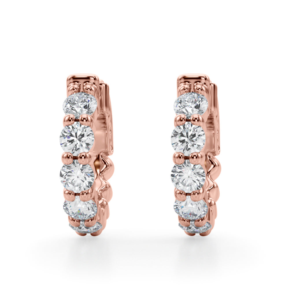 1.5ct  Huggie Diamond Hoop Earrings in Gold & Platinum