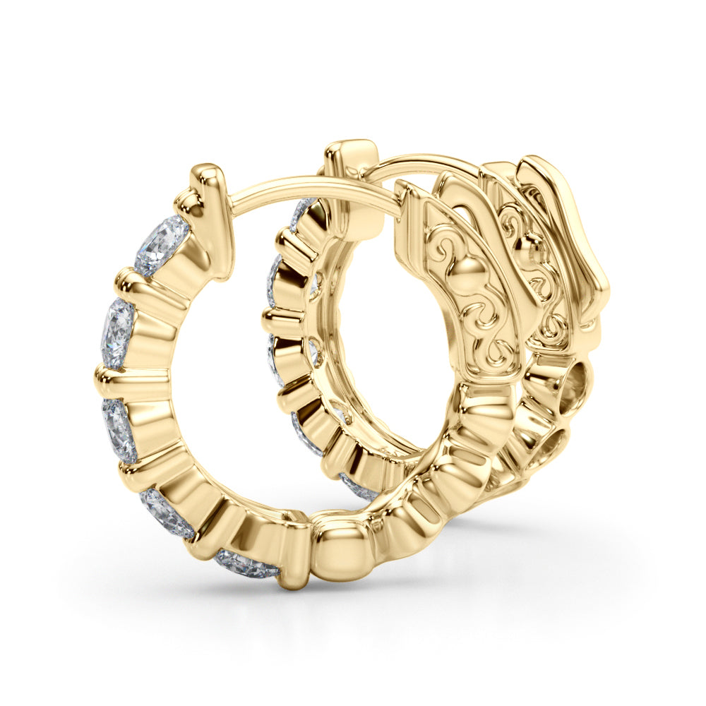 1.5ct  Huggie Diamond Hoop Earrings in Gold & Platinum