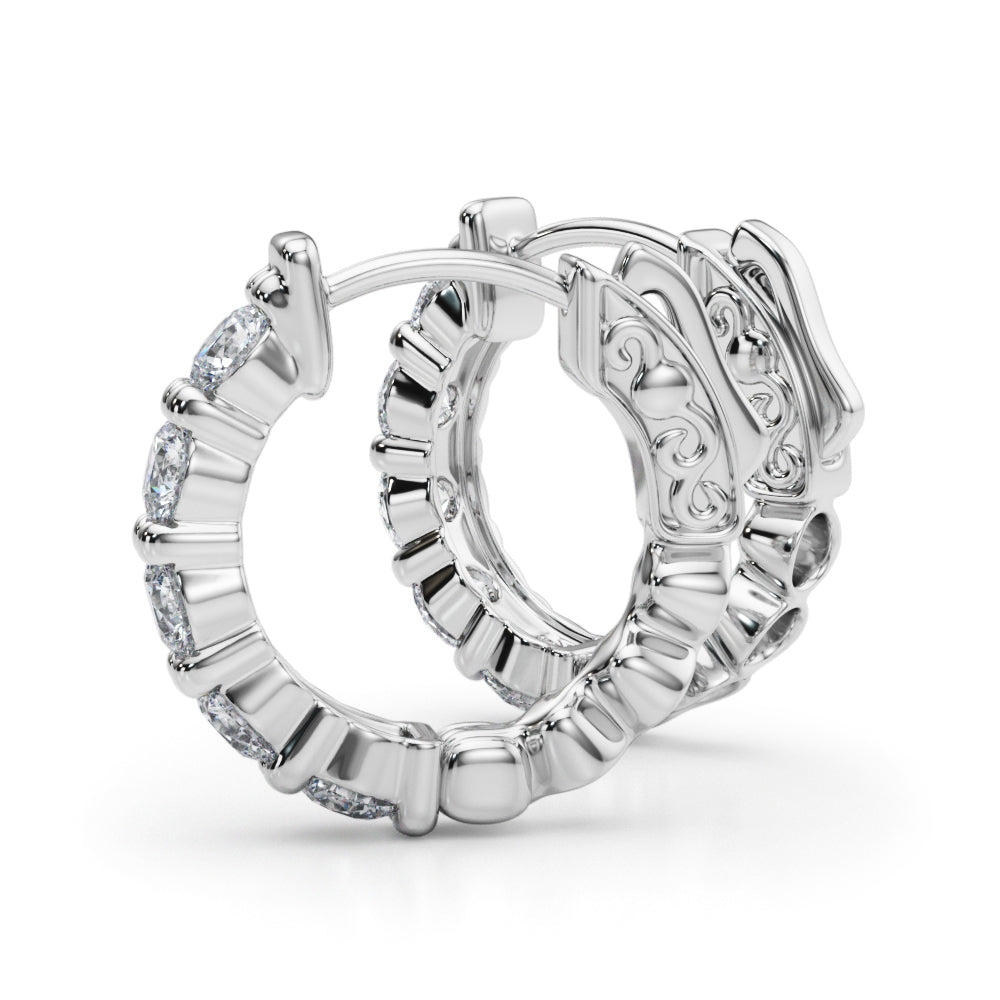 1.5ct  Huggie Diamond Hoop Earrings in Gold & Platinum
