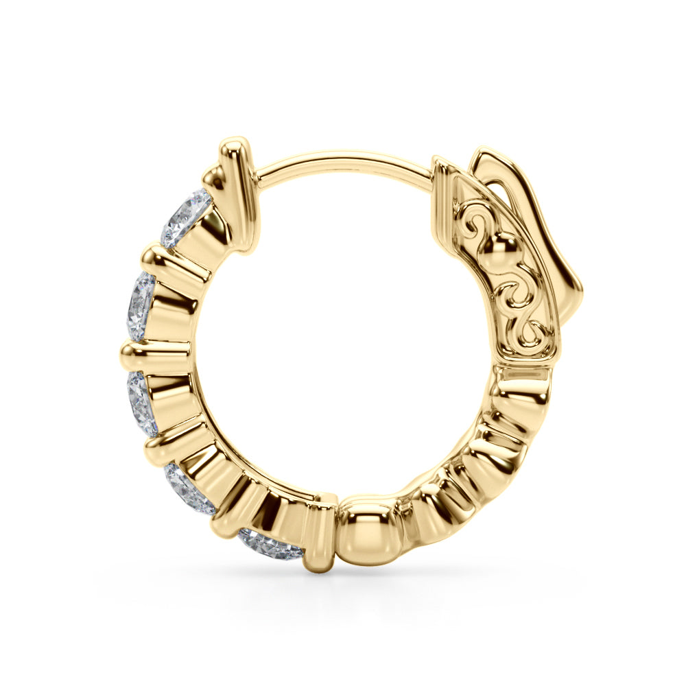 1.5ct  Huggie Diamond Hoop Earrings in Gold & Platinum