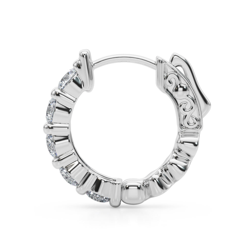 1.5ct  Huggie Diamond Hoop Earrings in Gold & Platinum