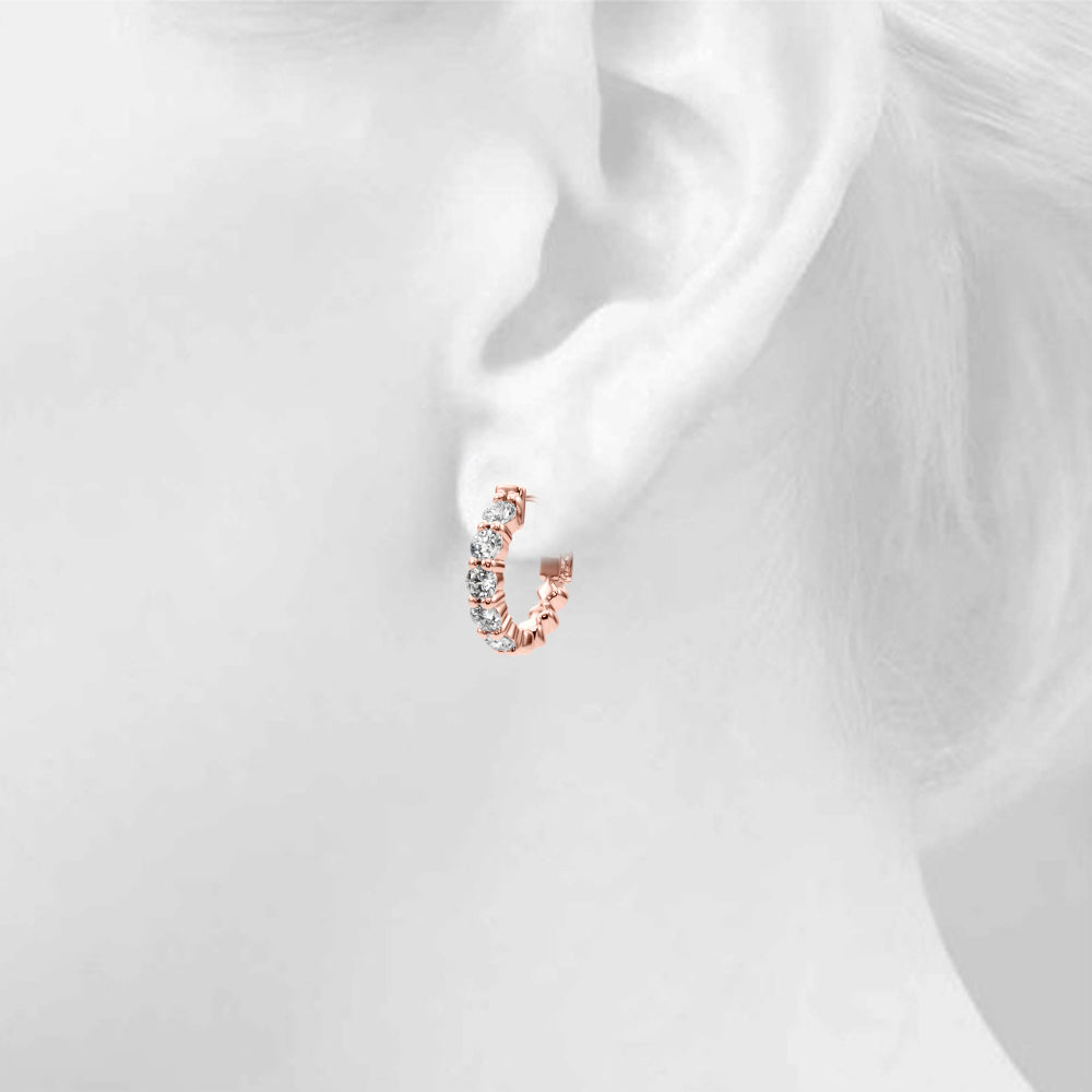 1.5ct  Huggie Diamond Hoop Earrings in Gold & Platinum