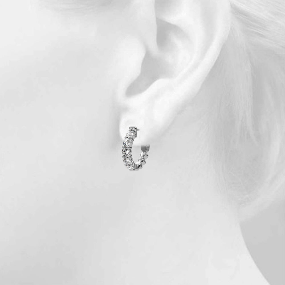 1.5ct  Huggie Diamond Hoop Earrings in Gold & Platinum