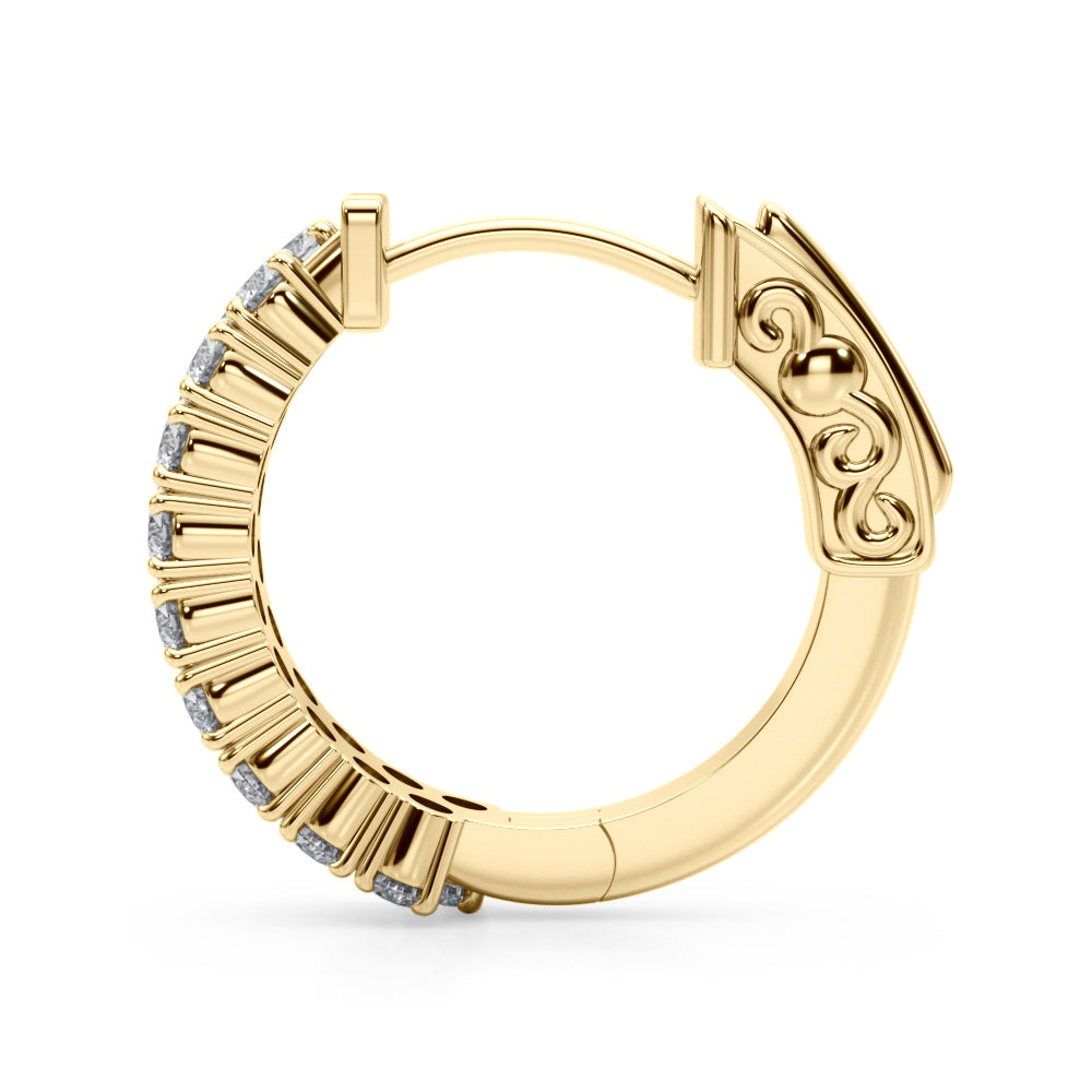 0.75-1.25ct  Huggie Diamond Hoop Earrings in Gold & Platinum