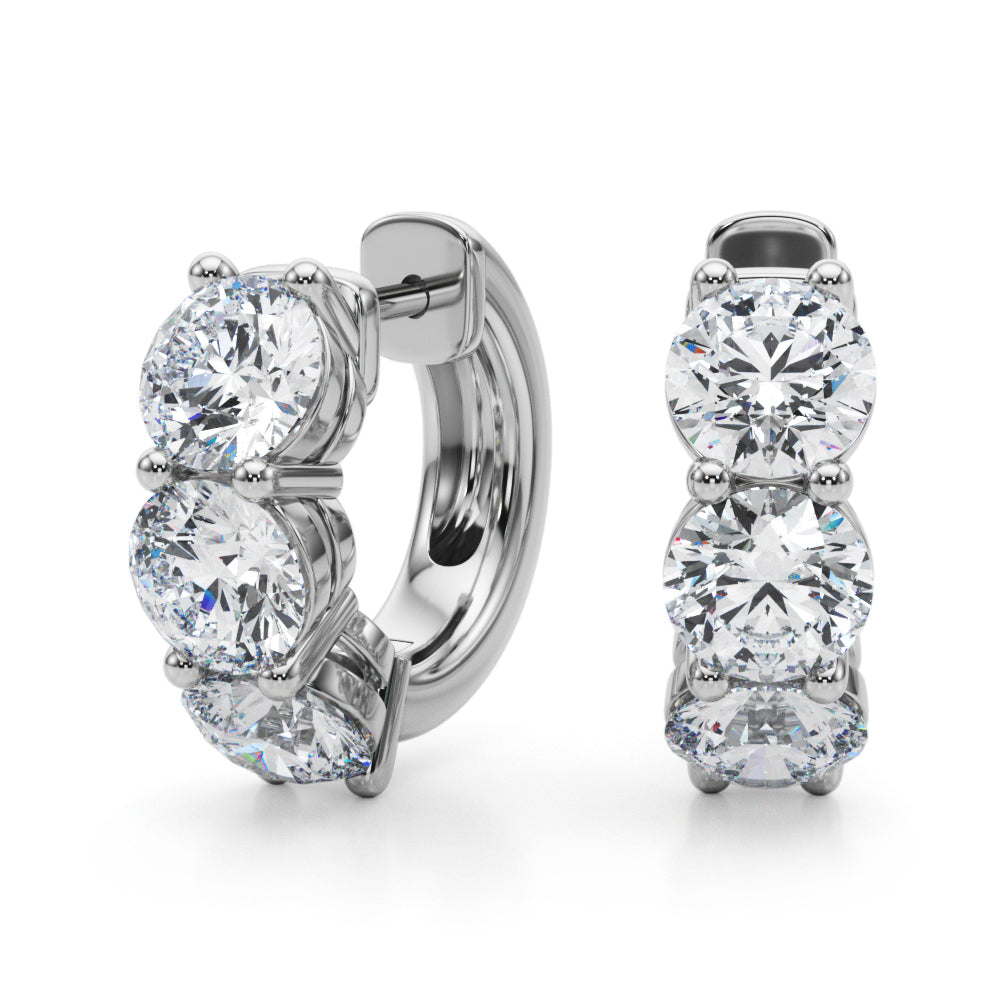 1.0ct Baguette Diamond Huggie Earrings in Gold & Platinum