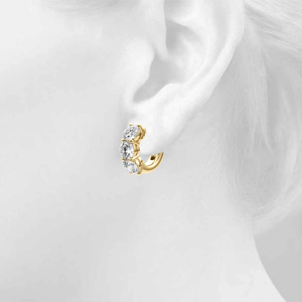 1.0ct Baguette Diamond Huggie Earrings in Gold & Platinum