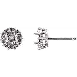 Round Halo Stud Earrings in Gold and Platinum