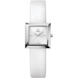 Calvin Klein Mark Women's Watch – Silver Dial, White Leather Strap