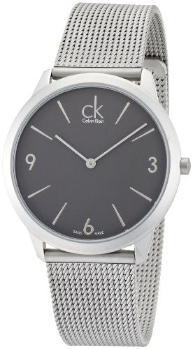 Calvin Klein Minimal Men's Watch – Dark Grey Dial, Stainless Steel Mesh Bracelet