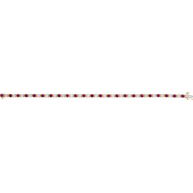 Round Lab-Grown Ruby & Lab-Grown Diamond Line Bracelet In Gold & Platinum