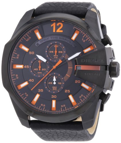 Diesel Only the Brave Chronograph Black Orange Leather Male Watchs Watch