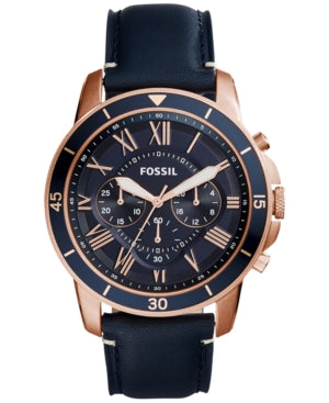 Fossil Men S Grant Sport Chronograph Blue Leather Watch(Style: FS5237)