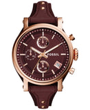 Fossil Original Boyfriend ES4114 Women’s Watch – Wine Red Dial, Leather Strap