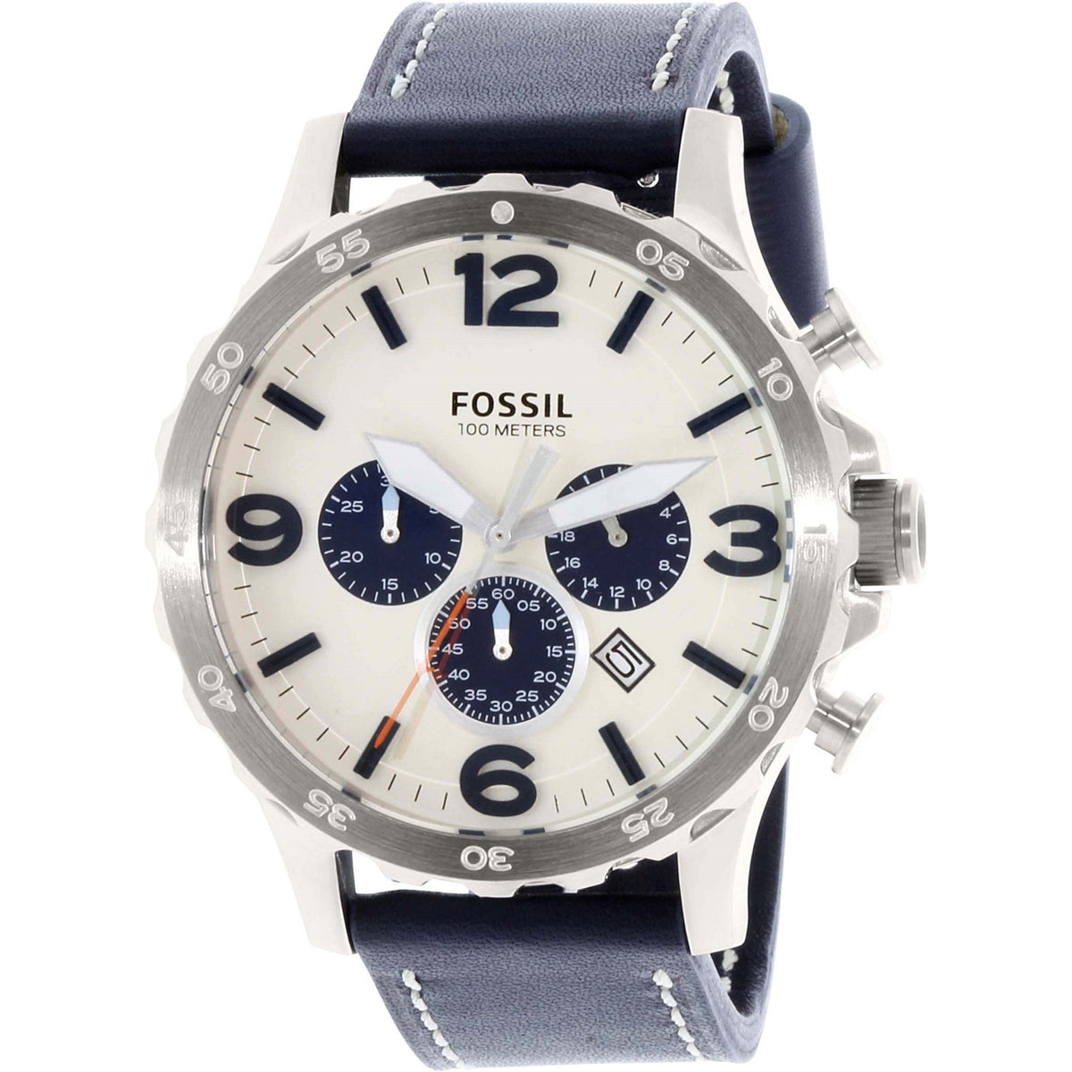 Fossil JR1480 Men’s Beige Dial Blue Leather Watch – Japanese Quartz
