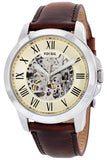 Fossil Grant Men’s Automatic Watch – Beige Dial, Brown Leather Strap