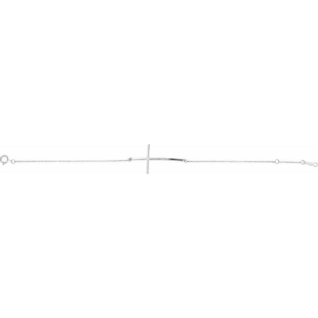 Imitation Diamond Round Accented Sideways Cross Bracelet In Set