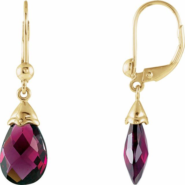 Brazilian Garnet Briolette Stud Earrings in Gold and Platinum