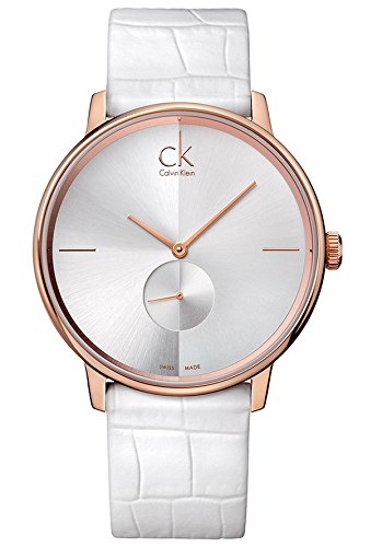 Calvin Klein Men's White Dial White Leather