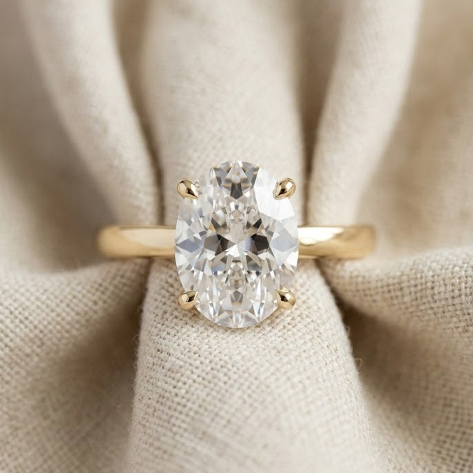 Amora Oval 3.00ct Hidden Halo Lab Diamond Engagement Ring G/VS1 in 18K Gold