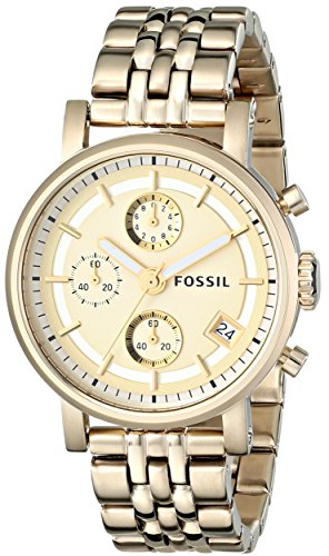 Fossil Women's ES2197 Gold-Tone Stainless Steel Watch with Link Bracelet