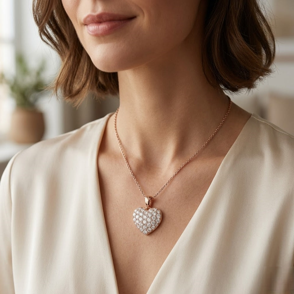Heart-Shaped Diamond Pendant | Elegant Heart Diamond Pendant Without Chain