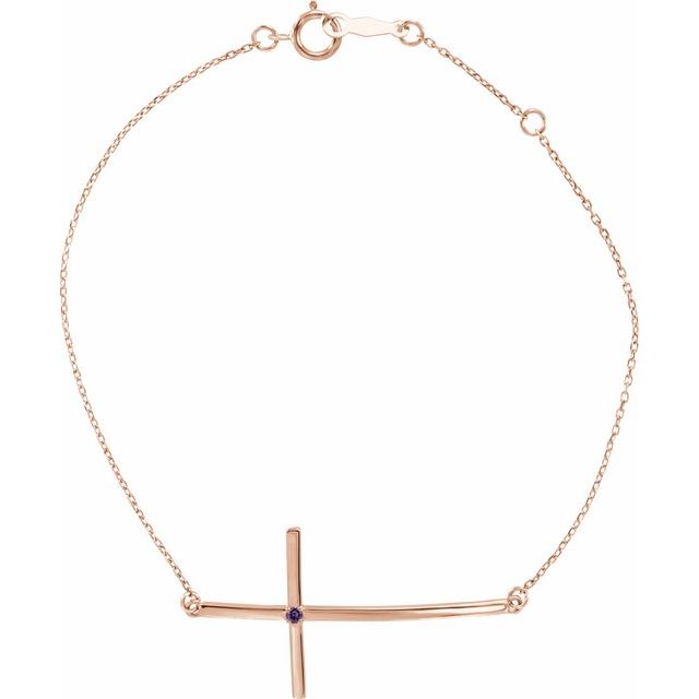 Natural Alexandrite Round Accented Sideways Cross Bracelet In Set