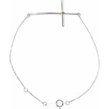 Natural Citrine Round Accented Sideways Cross Bracelet In Set