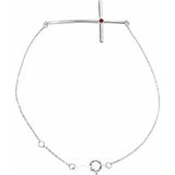 Natural Mozambique Garnet Round Accented Sideways Cross Bracelet In Set