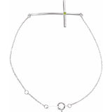 Natural Peridot Round Accented Sideways Cross Bracelet In Set
